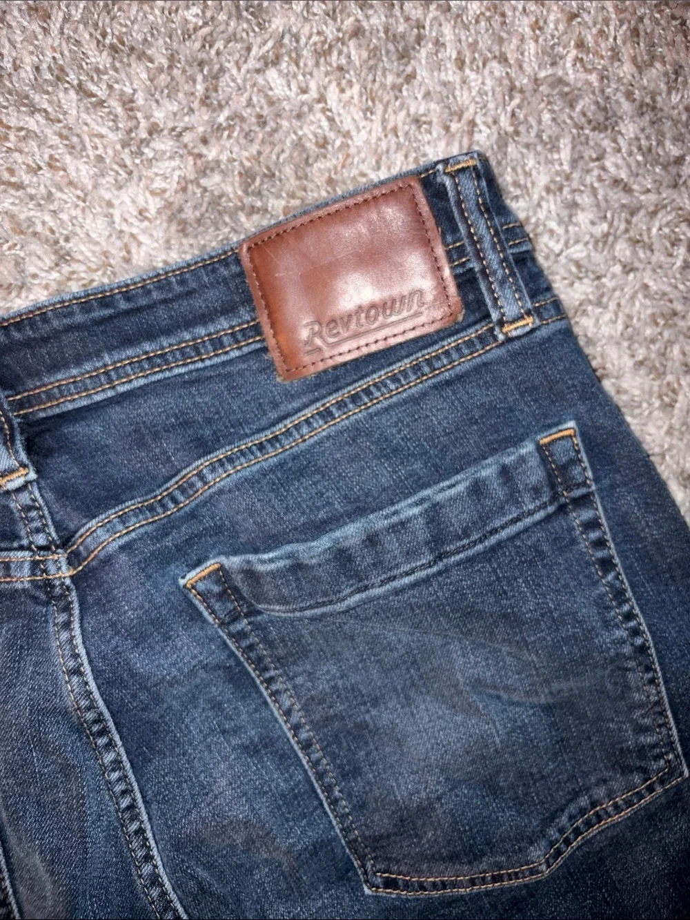 Revtown Men's Skinny Jeans in Dark Blue Denim
